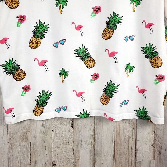 Vibe N Pineapple Print Cropped Tee Shirt White Size XL - Picture 6 of 8